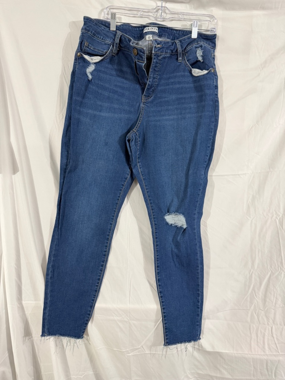 AVA & VIV Distressed Raw Hem Skinny Jeans Women's 16W